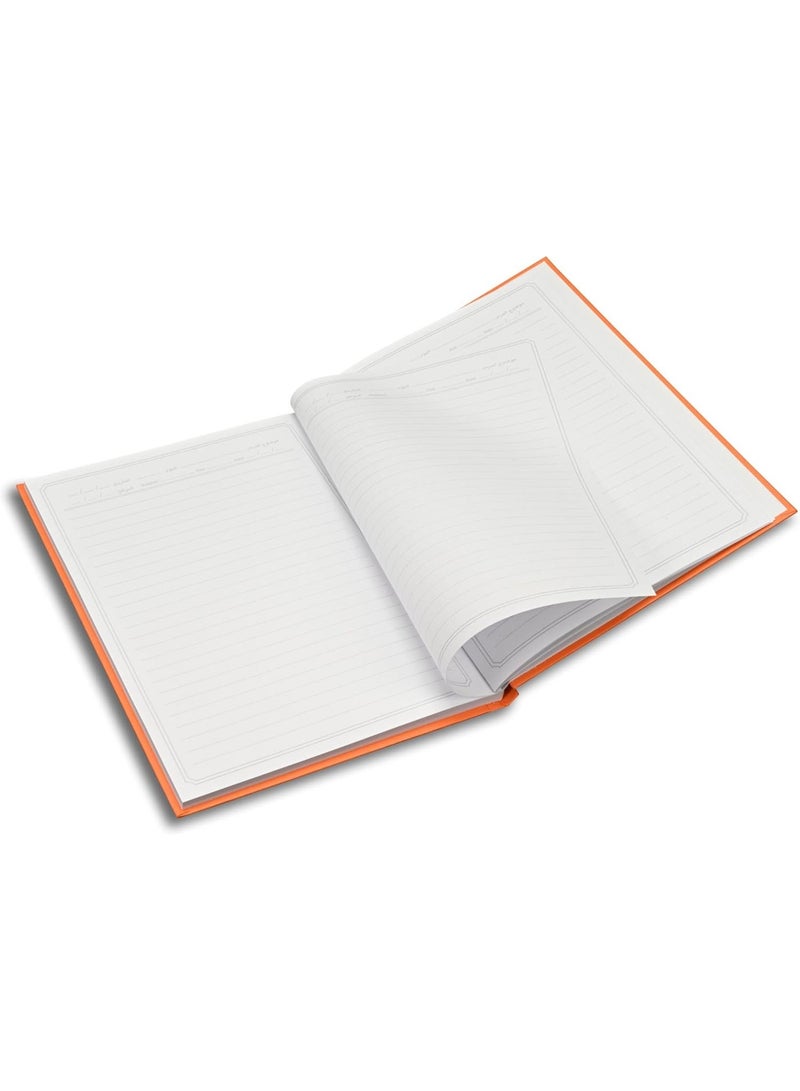 FIS Oman Design, Hard Cover Notebook, Glued Binding, Size 180x250mm, 120 Sheets, 240 Pages, White Paper, Single Ruled with Border, Arabic, Packet of 5 Pieces, Neon Orange Color-FSNBOM120NOR - Image 5
